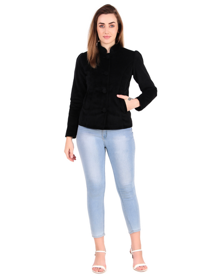 Leather Retail Coat Winter Wear Velvet Jacket For Women's ( LRVEL4BBL )