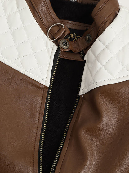 Leather Retail Kid's Full Sleeves Winter Jacket _Brown  ( LRKDWPBR01 )