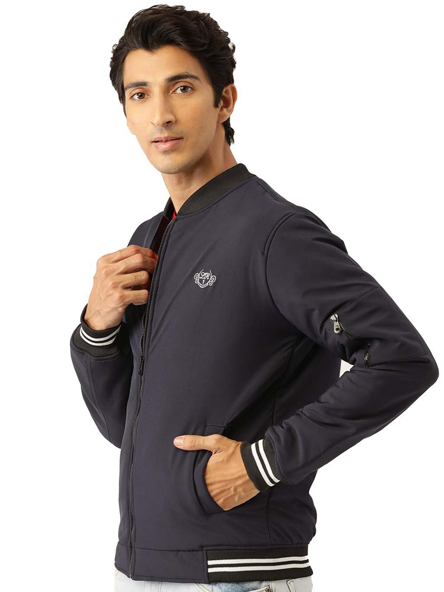 Leather Retail® Men's Blue Polyester Jacket for Men's ( LRM35BU )