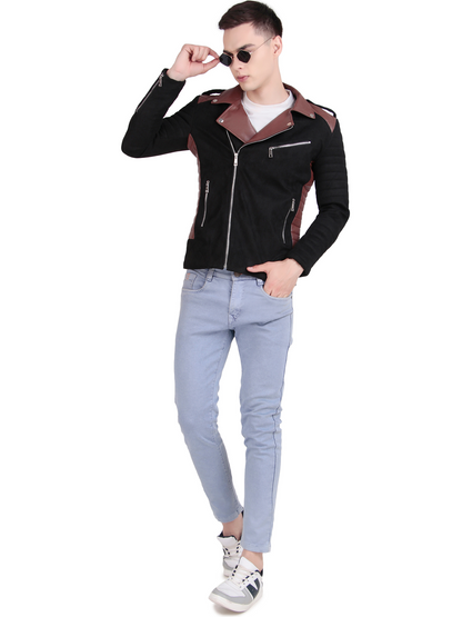 Leather Retail Men's Suede Leather Printed Jacket We Break the Rules  ( LRPRSUDM47BL )