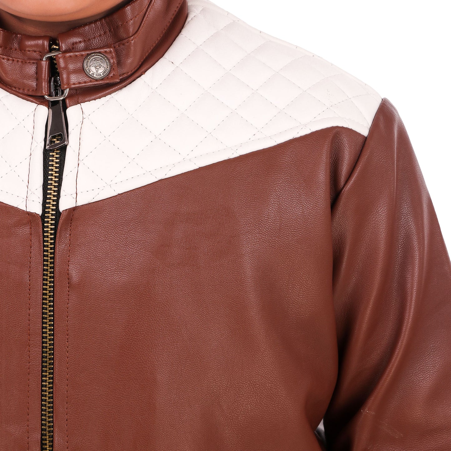 Leather Retail kid's full sleeves winter jacket_Brown (LRKDWPBR02)