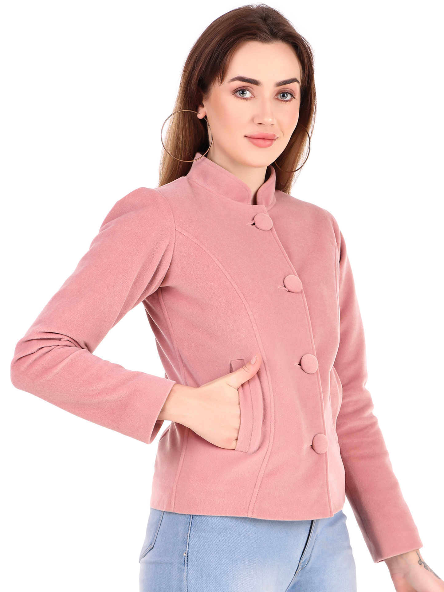 Leather Retail Coat Winter Wear Velvet Jacket For Women's(LRVEL4BPN)