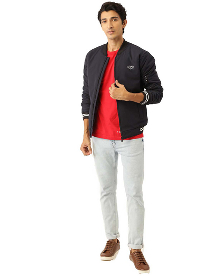 Leather Retail® Men's Blue Polyester Jacket for Men's ( LRM35BU )