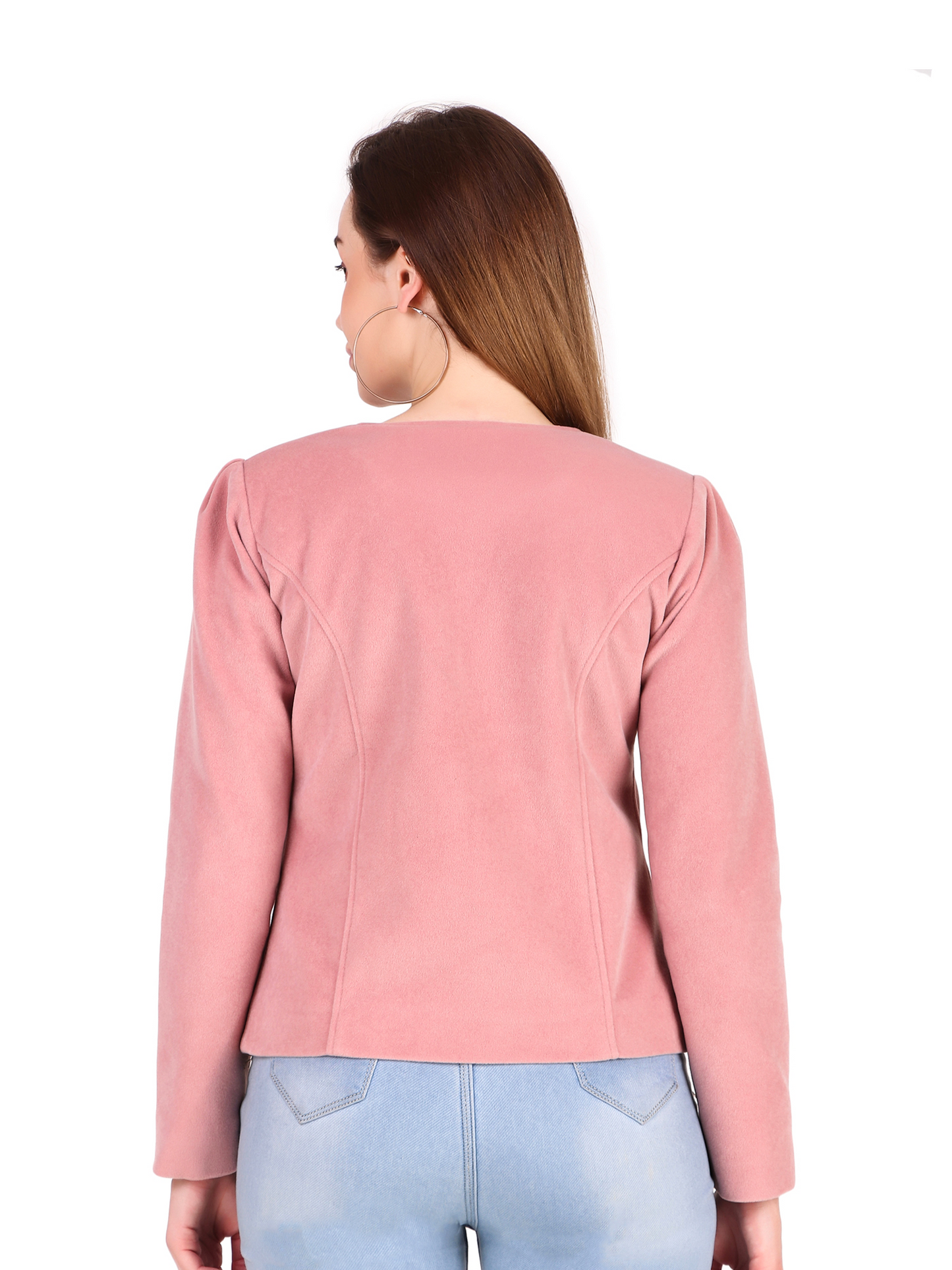 Leather Retail Single Button Winter Wear Velvet Jacket For Women's ( LRVELSBPN )