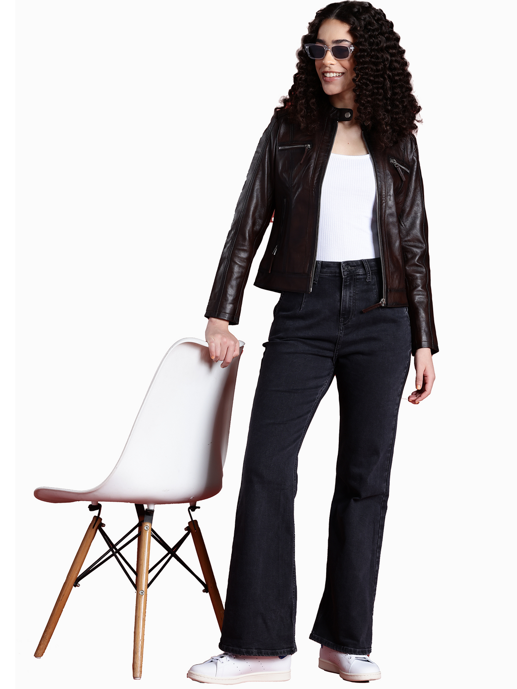 Leather Retail Genuine Leather Biker Jacket For Women's ( LRPLF15CO )