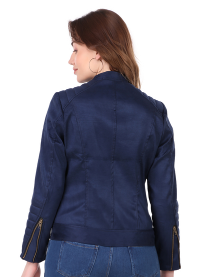 Leather Retail Women's Suede Faux Leather Jacket(LRSUDWBU)