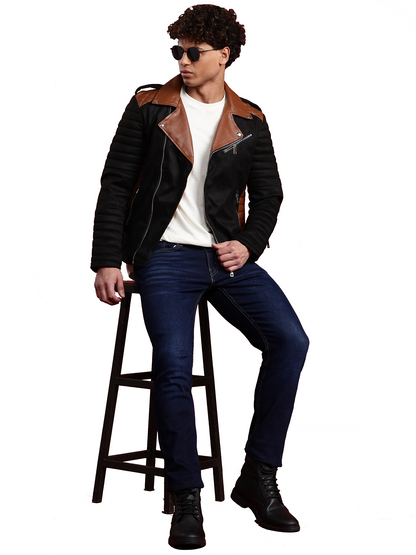 Leather Retail Men’s Casual Suede Leather Motor Cycle Jacket (LRSUDM47BL)