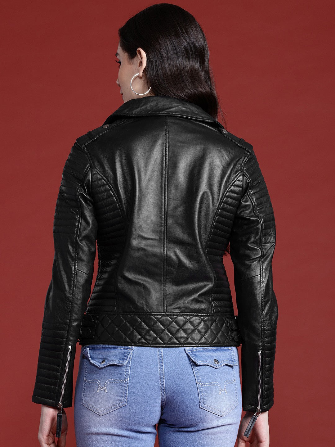 Leather Retail Female's Pure Genuine Leather Jacket(LRPLF16BL)