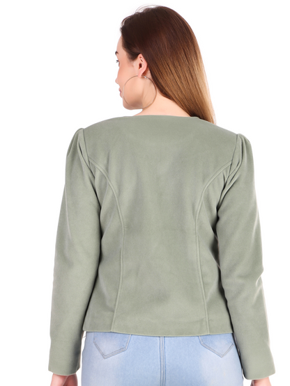 Leather Retail Single Button Winter Wear Velvet Jacket For Women's ( LRVELSBGR )