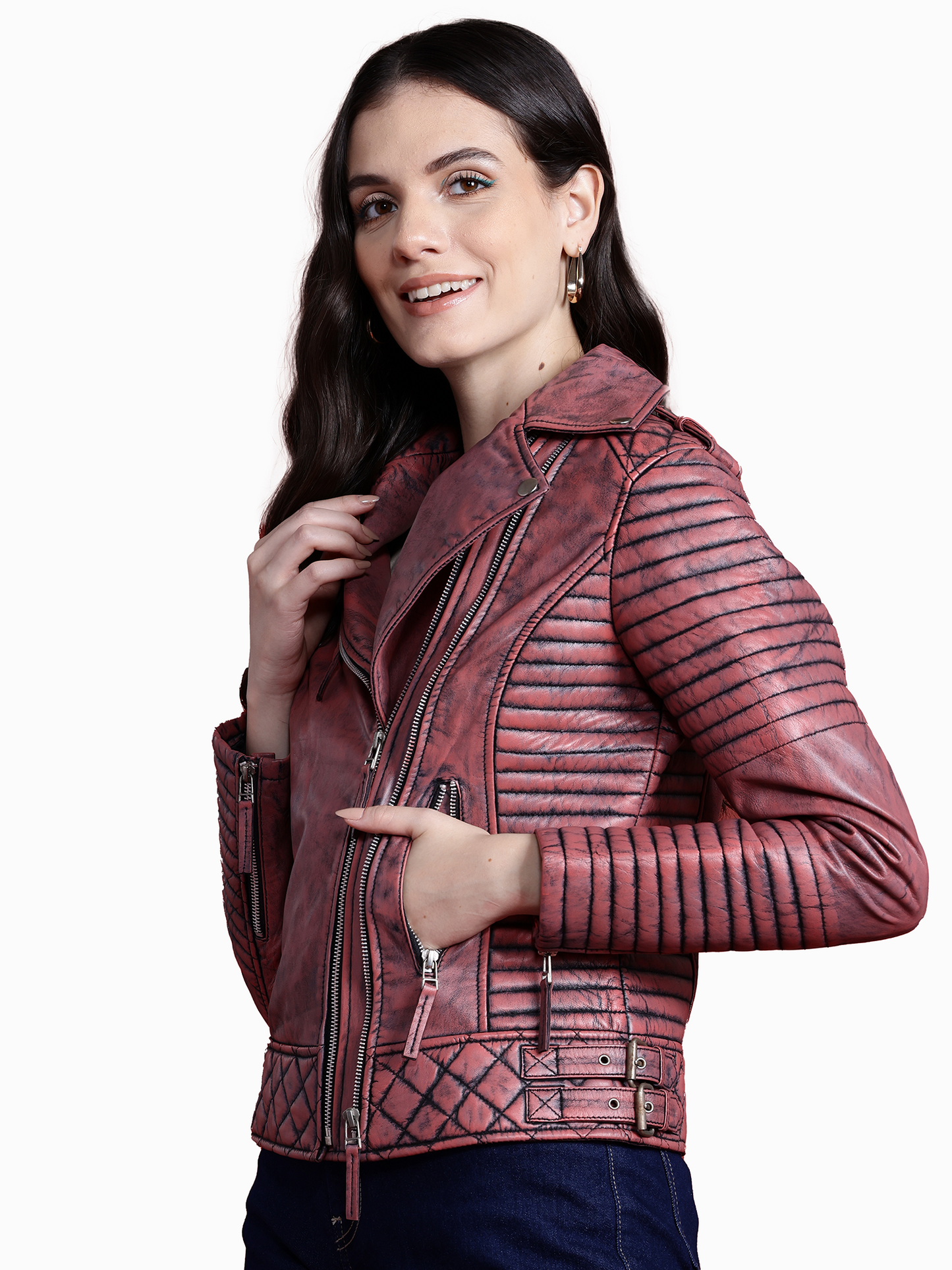 Leather Retail Female's Pure Genuine Leather Pink Jacket(LRPLF16PN)
