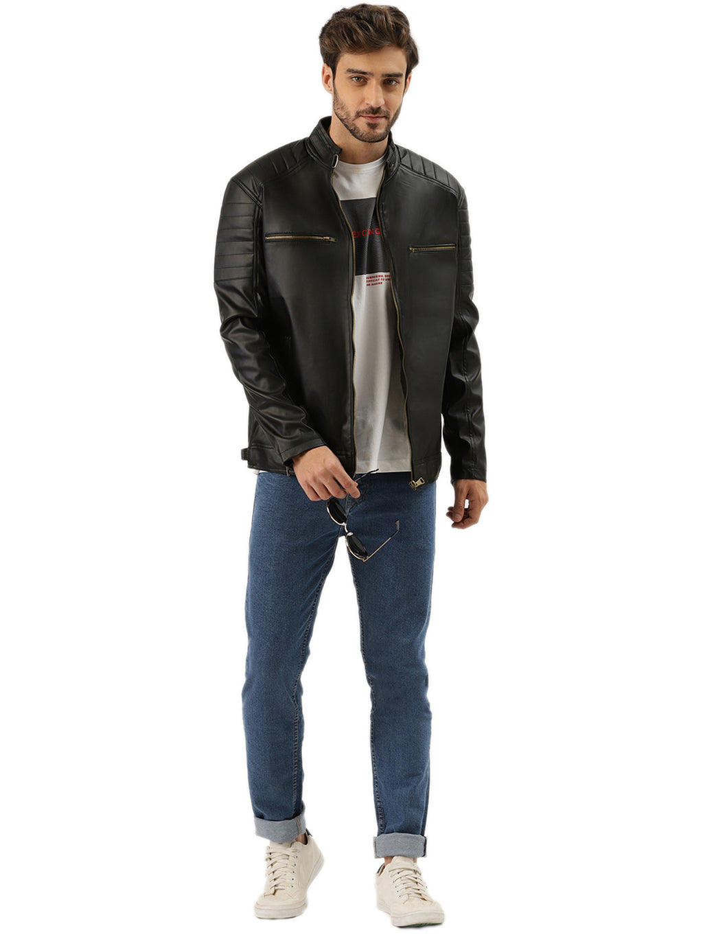 Leather Retail Men's Faux Leather Standard Length Jacket ( LRDEBL )