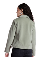 Leather Retail Women Full Sleeve Velvet Two Button Green Jacket ( LRVEL2BGR )
