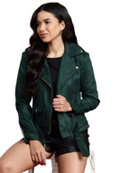 Leather Retail Women's Suede Full Sleeve Biker Jacket ( LRSUDF11GR )