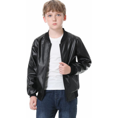 Leather Retail children's motorcycle Faux leather Jacket(LRKDELBL05)