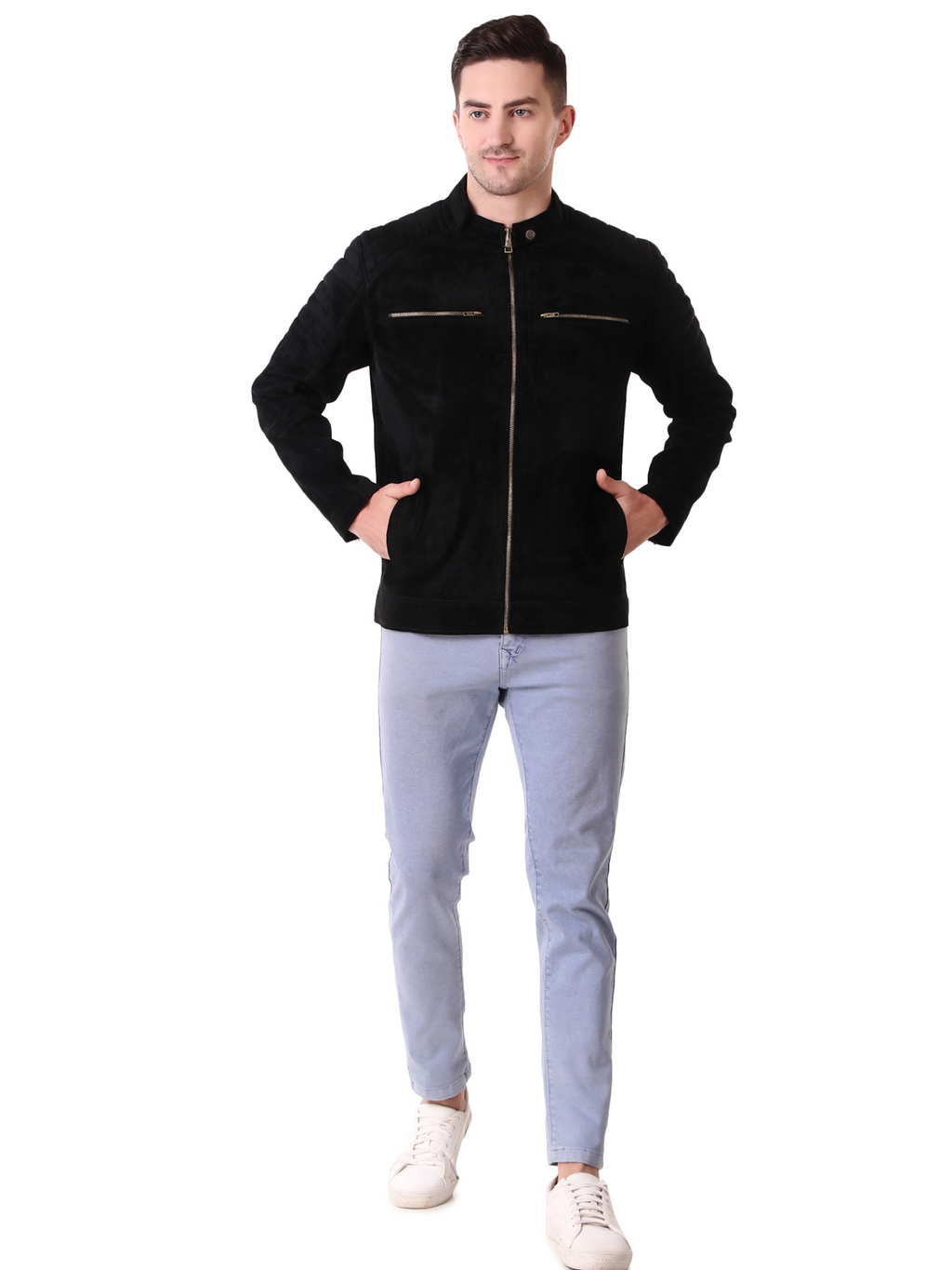 Leather Retail Men's Suede Faux Leather Jacket ( LRSUDDEBL )