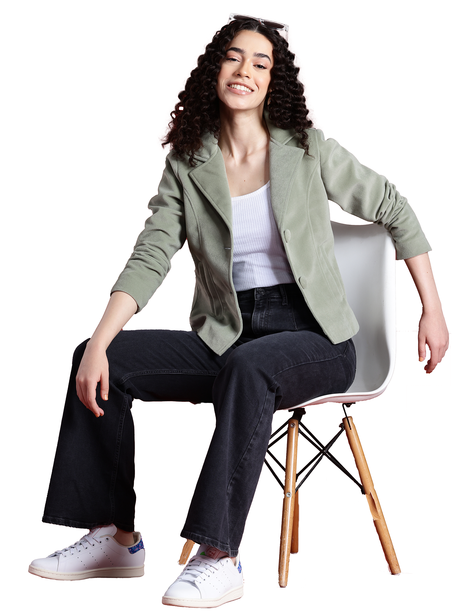 Leather Retail Women Full Sleeve Velvet Two Button Green Jacket ( LRVEL2BGR )