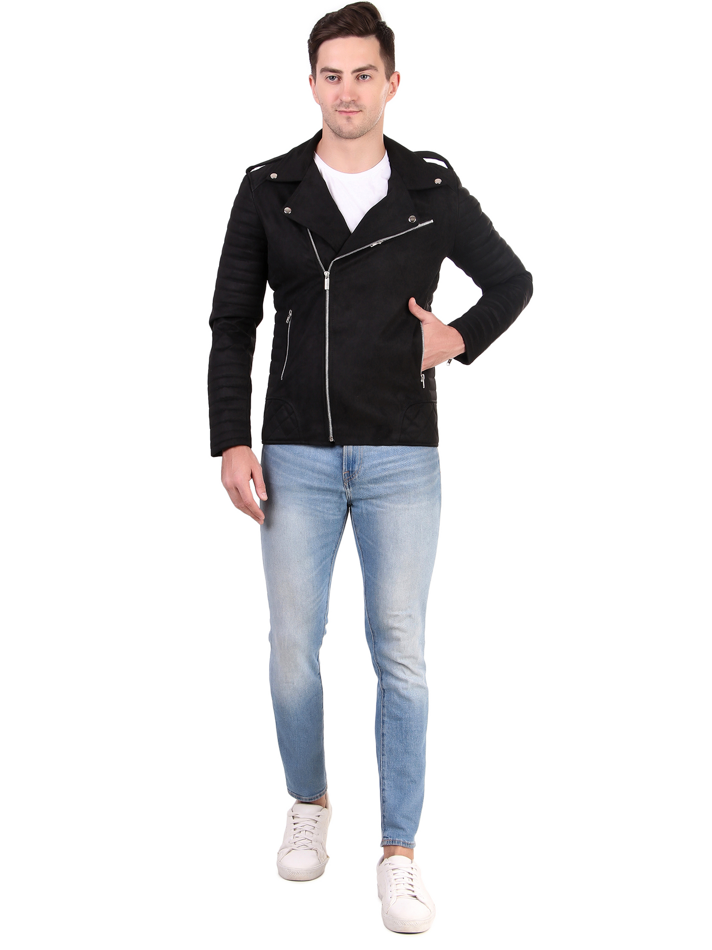 Leather Retail Men's Suede Faux Leather Jacket ( LRSUDRMBL )