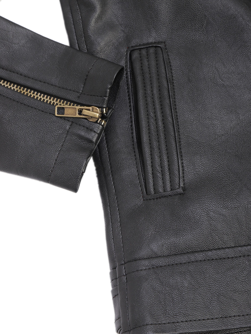 Leather Retail Kid's Full Sleeves Winter Jacket _Black  ( LRKDBPBL01 )