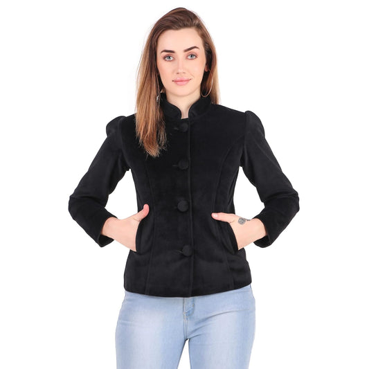 Leather Retail Coat Winter Wear Velvet Jacket For Women's(LRVEL4BBL)