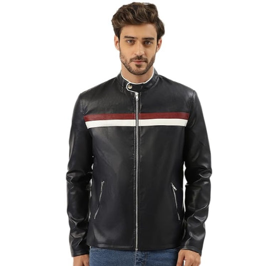 Leather Retail Black Color Spanish Design Faux Leather Biker Jacket for Men's (LRTOBL)