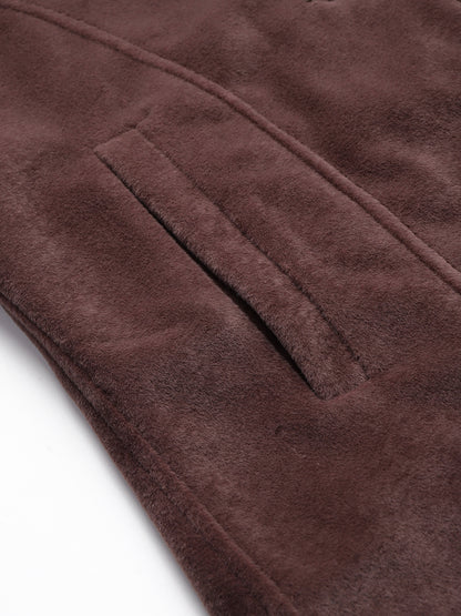 Leather Retail Women Full Sleeve Velvet Four Button Coffee Jacket ( LRVEL4BCO )