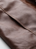 Leather Retail Brown Faux Leather Jacket for Men's with Snap Button Closure( LRAIM50BR )