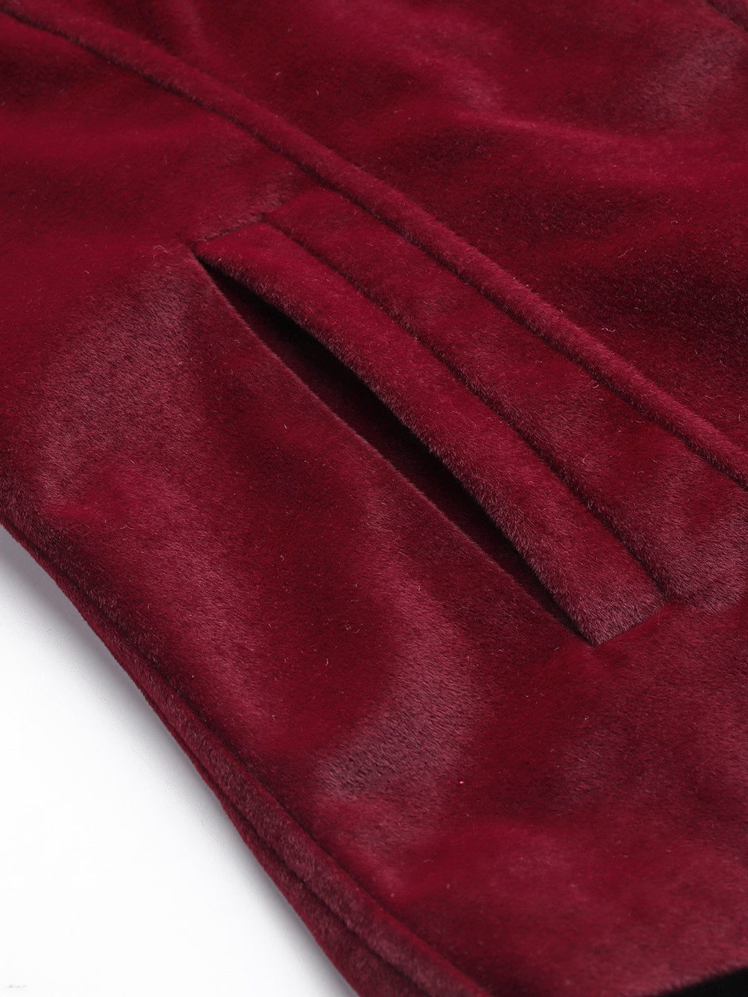 Leather Retail Women Full Sleeve Velvet Two Button Mahroon Jacket ( LRVEL2BMH )