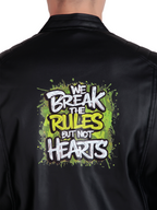 Leather Retail Men's Faux Leather Printed Jacket We Break the Rules ( LRPRDEBL )