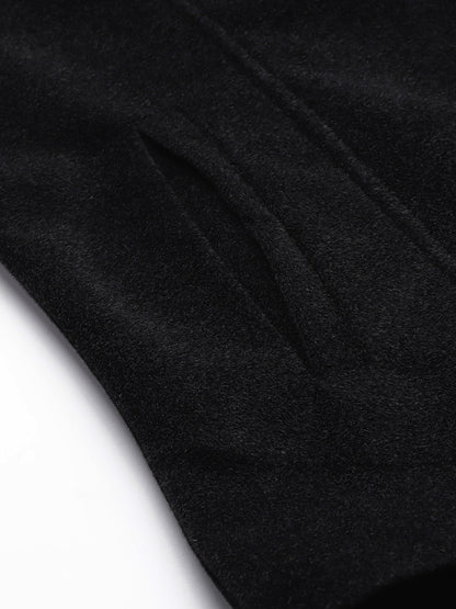 Leather Retail Women Full Sleeve Velvet Two Button Black Jacket ( LRVEL2BBL )