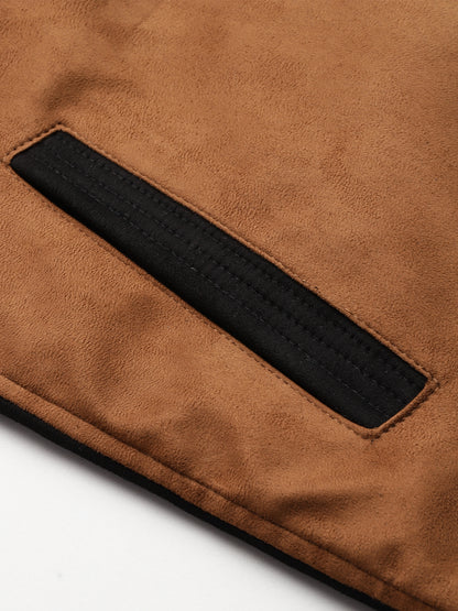 Leather Retail Mens Brown Suede Leather Regular Jacket