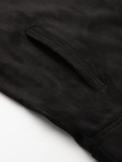 Leather Retail Men's Suede Leather Quotes Printed Jacket ( LRPRSUDDEBL )