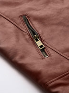 Leather Retail Full Sleeve Men's PU Brown Jacket ( LRM48BR )