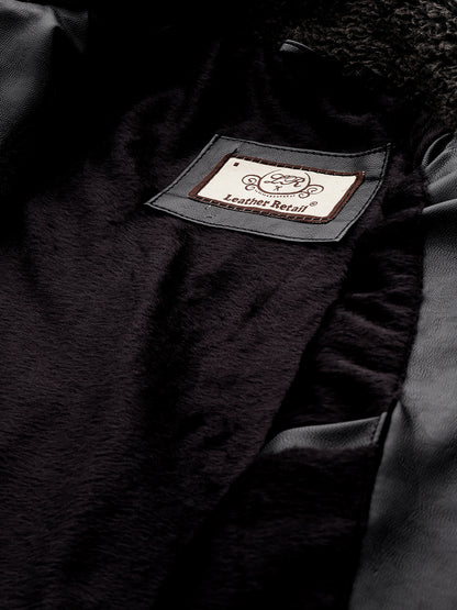 Leather Retail Men Spread Collar PU Biker Jacket ( LRM49BL )
