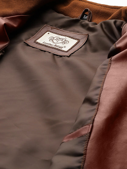 Leather Retail Full Sleeve Men's PU Brown Jacket ( LRM48BR )
