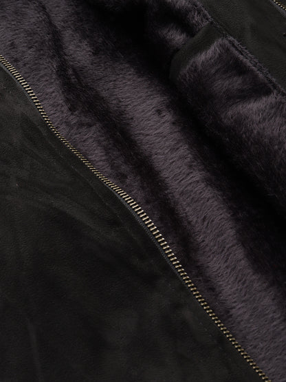 Leather Retail Men's Suede Leather Quotes Printed Jacket ( LRPRSUDDEBL )