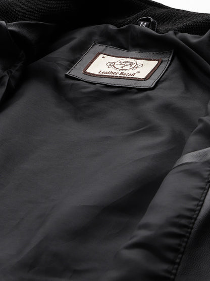 Leather Retail Full Sleeve Men's PU Black Jacket ( LRM48BL )