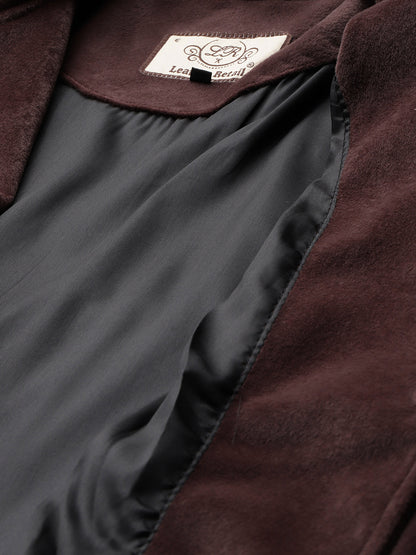 Leather Retail Women Full Sleeve Velvet Two Button Coffee Jacket ( LRVEL2BCO )
