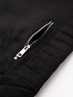 Leather Retail Men's Suede Faux Leather Printed Jacket Think Positive ( LRPRSUDRMBL )