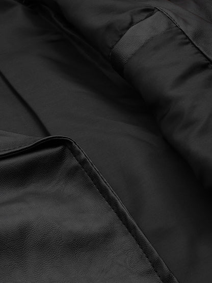 Leather Retail® Men's Solid Biker Jacket(LRRMBL)