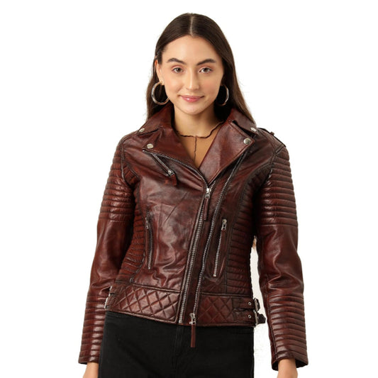 Leather Retail Female's Pure Genuine Leather Jacket(LRPLF16CO)