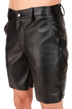 Leather Retail Men's PU Leather Casual Shorts ( LRMSHRT1BL )