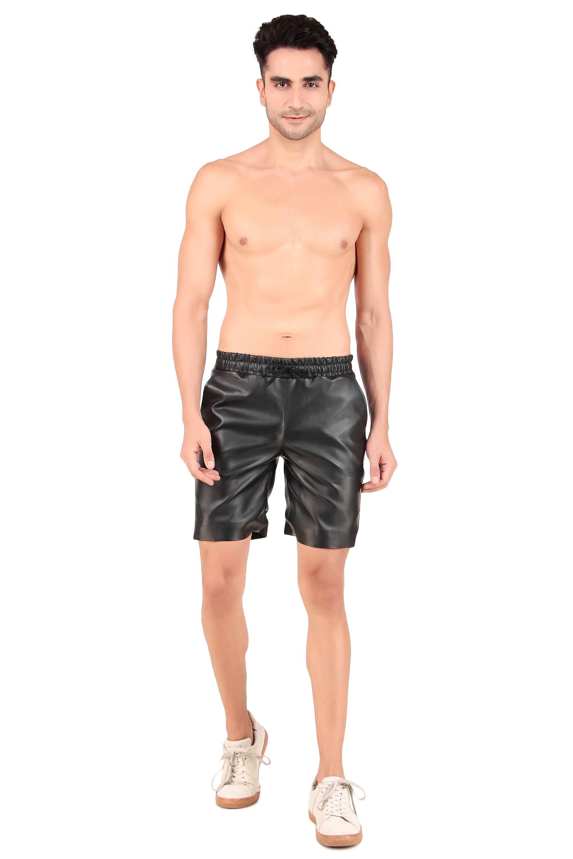 Leather Retail Men's Regular Fit Solid Shorts with Side Pockets ( LRMSHRT2BL )