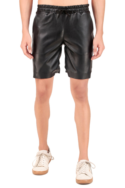 Leather Retail Men's Regular Fit Solid Shorts with Side Pockets (LRMSHRT2BL)