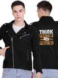Leather Retail Men's Suede Faux Leather Printed Jacket Think Positive ( LRPRSUDRMBL )