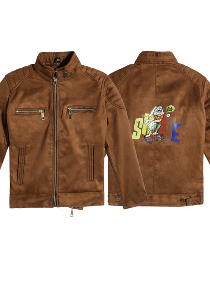 Leather Retail Boys' Brown Suede Faux Leather Stylish Jacket ( LRPRKDBRBR )
