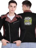 Leather Retail Men's Suede Leather Printed Jacket We Break the Rules  ( LRPRSUDM47BL )