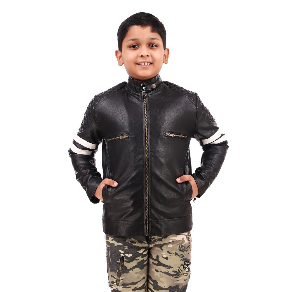 Leather Retail kid's full sleeves winter jacket_black(LRKDBPBL02)