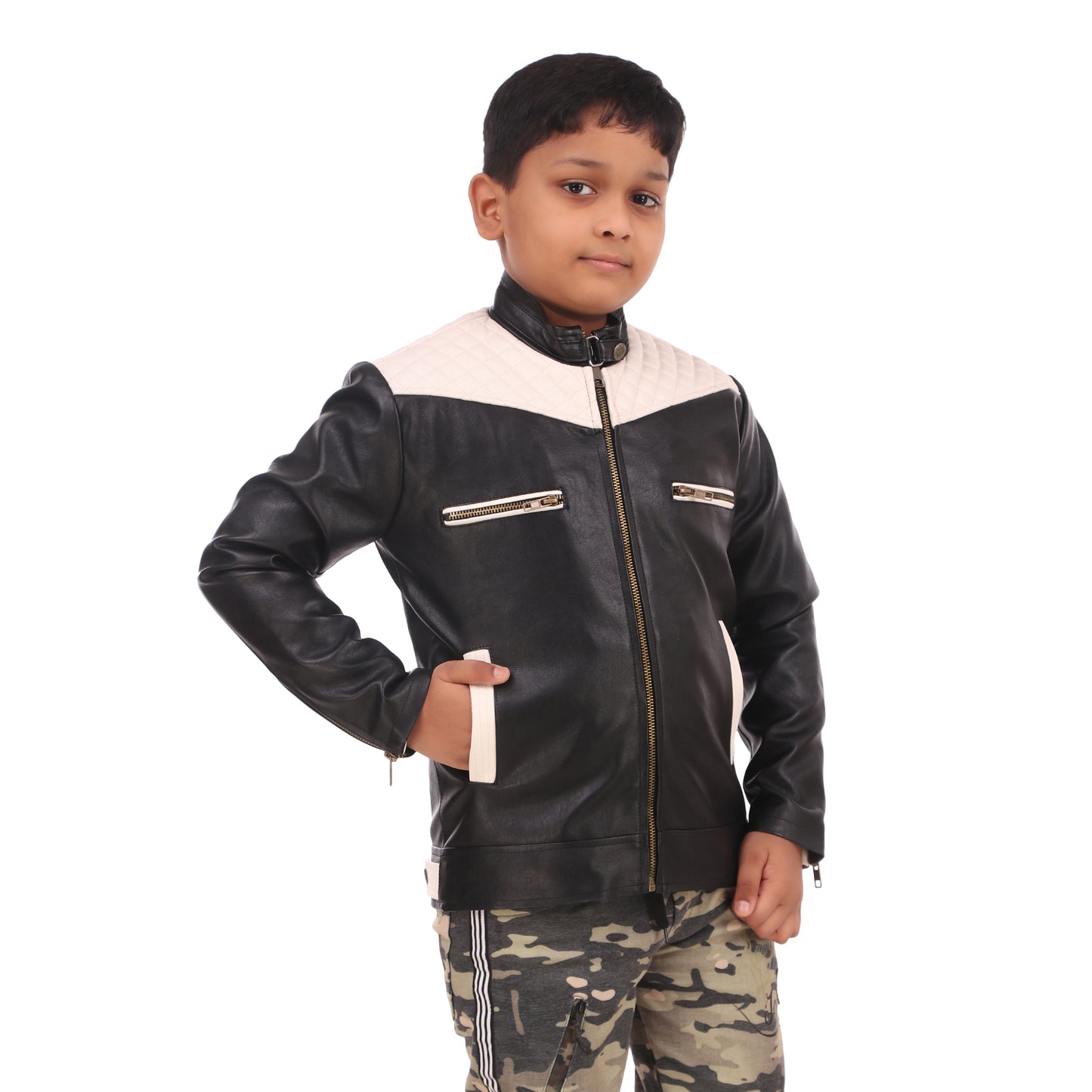 Leather Retail kid's full sleeves winter jacket_black (LRKDWPBL02)