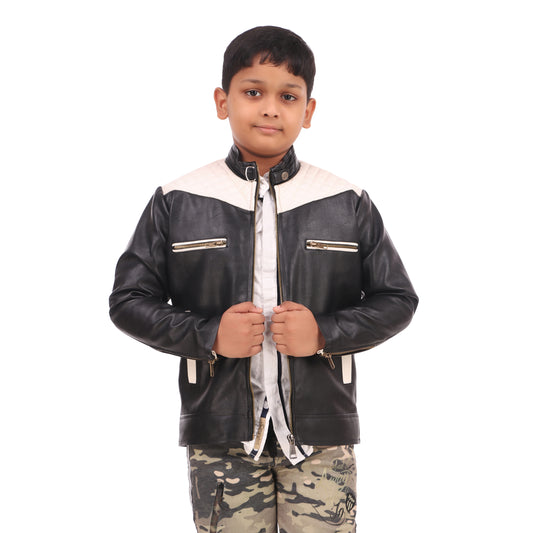 Leather Retail kid's full sleeves winter jacket_black (LRKDWPBL02)