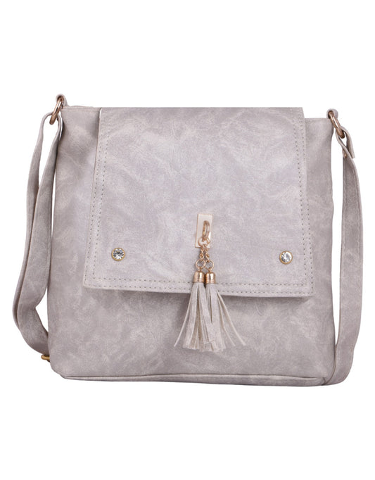 Leather Retail® Women's Faux Leather Handbags Sling Silver colour